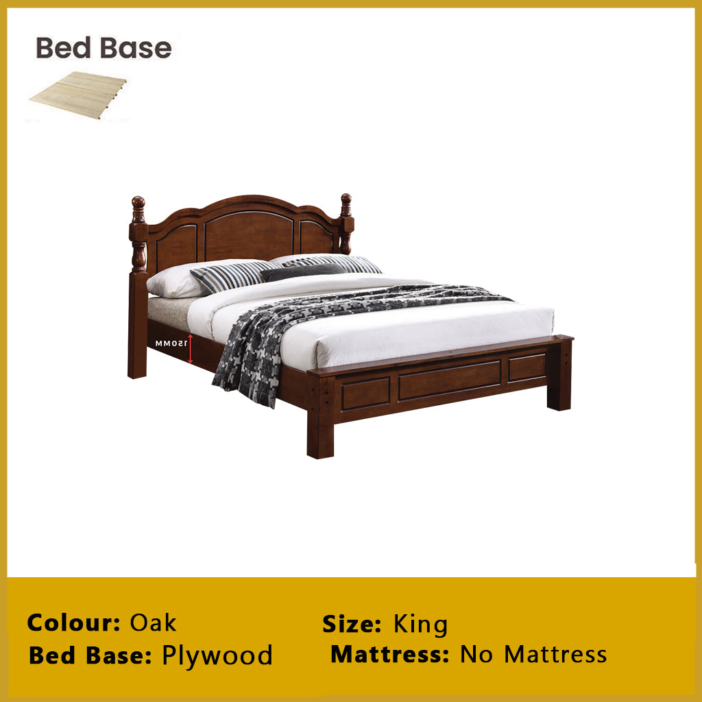 Estus Wooden Bedframe MDF + Veneer W/ Plywood Base Queen/King Size - w/ Mattress Option
