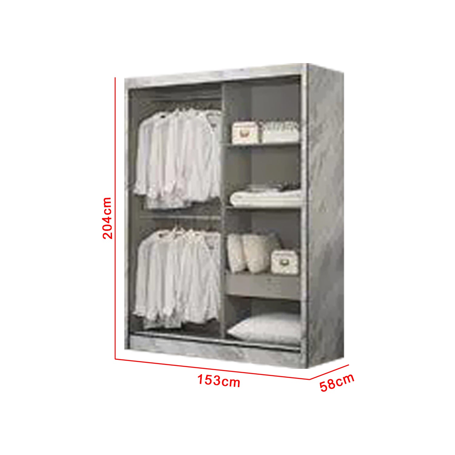 Kenzo 5 Feet Sliding Door Wardrobe – Furnituremart.sg