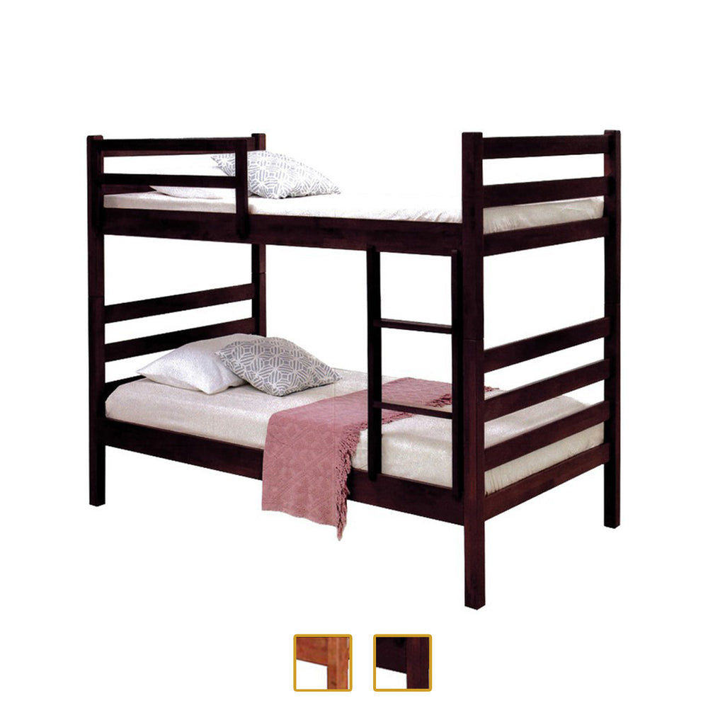 Ollie Wooden Double Decker Bed Frame 2 Colors In Single and Super Single Size with Mattress Option