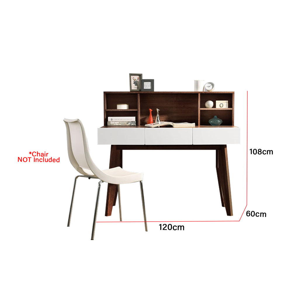 Ayer Series 16 Study Table Computer Table in Walnut with White Colour