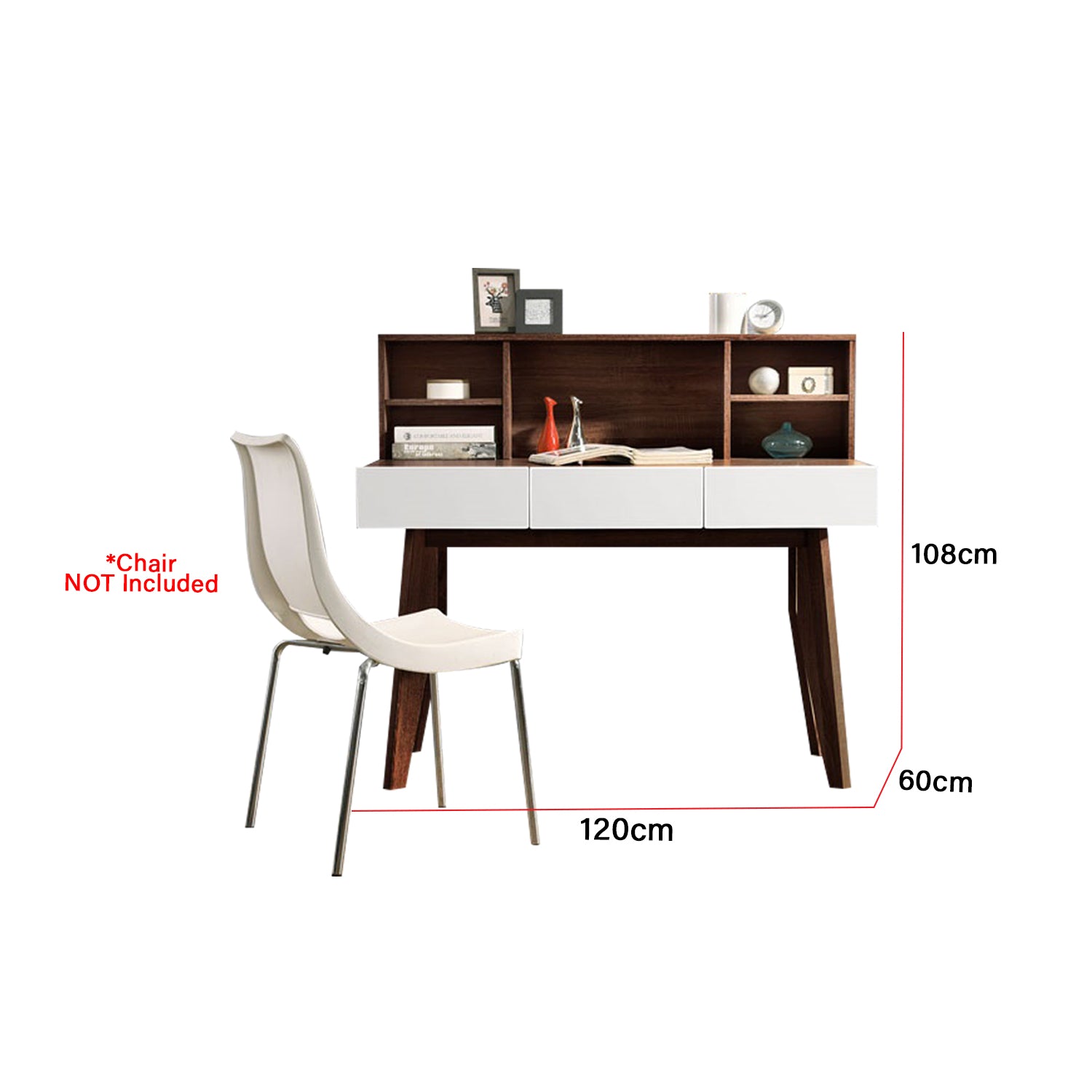 Ayer Series 16 Study Table Computer Table in Walnut with White Colour