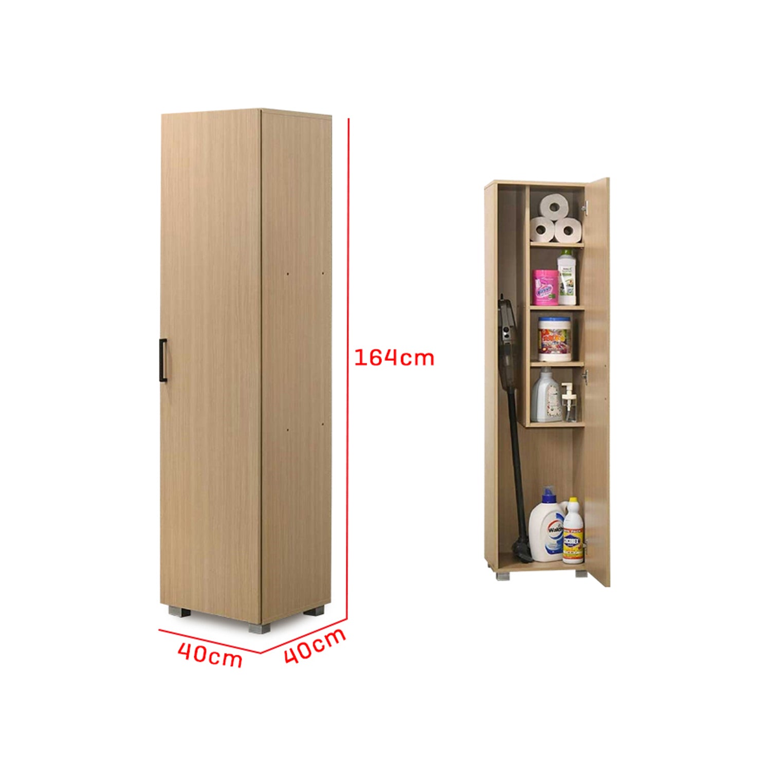Zarya Series 1-Door Wardrobe Utility Cabinet In Natural Colour (Model P)