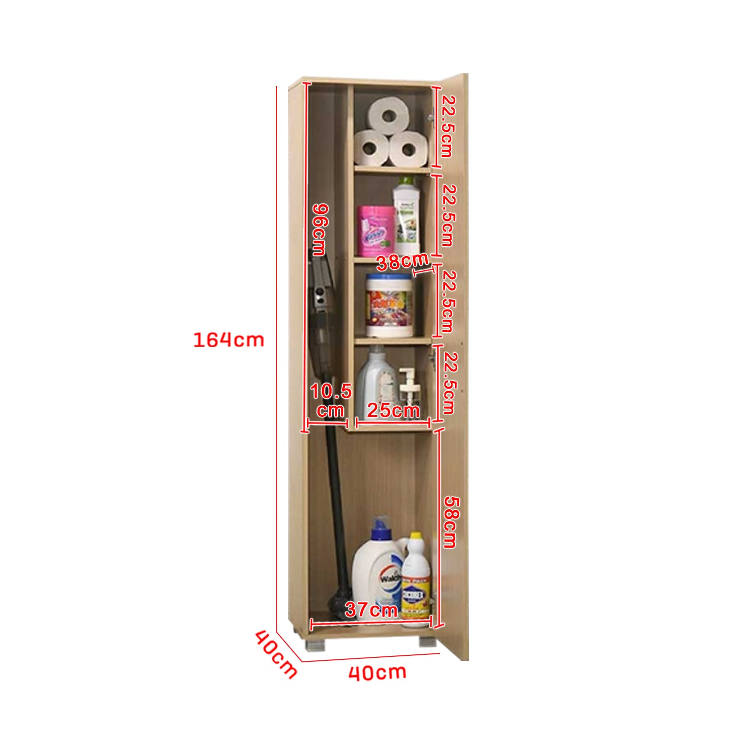 Zarya Series 1-Door Wardrobe Utility Cabinet In Natural Colour (Model P)