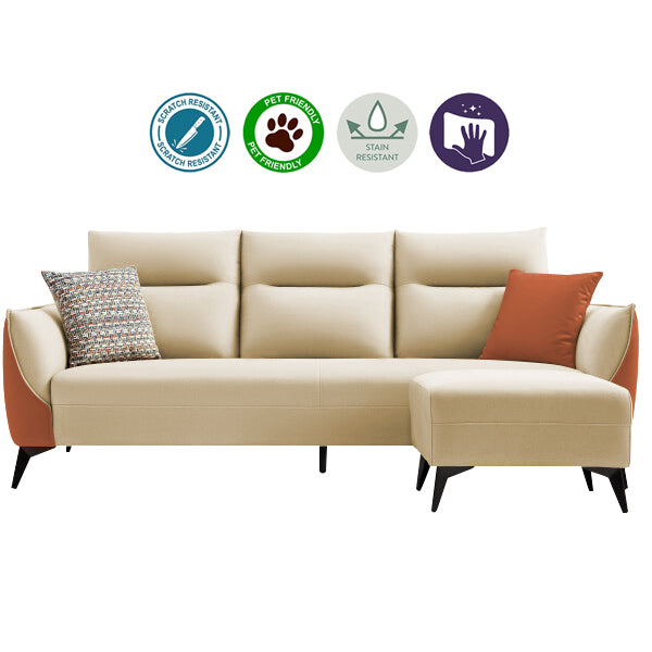 Saffy Fabric 3-Seater / 4-Seater Sofa with Ottoman w/ Pet-Friendly Option