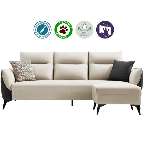 Saffy Fabric 3-Seater / 4-Seater Sofa with Ottoman w/ Pet-Friendly Option