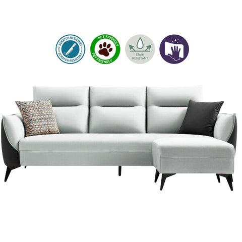 Image of Saffy Fabric 3-Seater / 4-Seater Sofa with Ottoman in 6 Colours