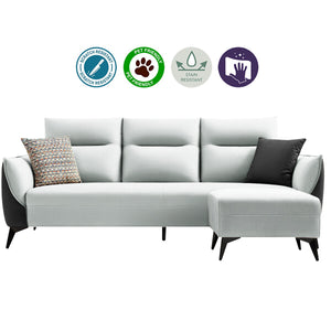 Saffy Fabric 3-Seater / 4-Seater Sofa with Ottoman in 6 Colours