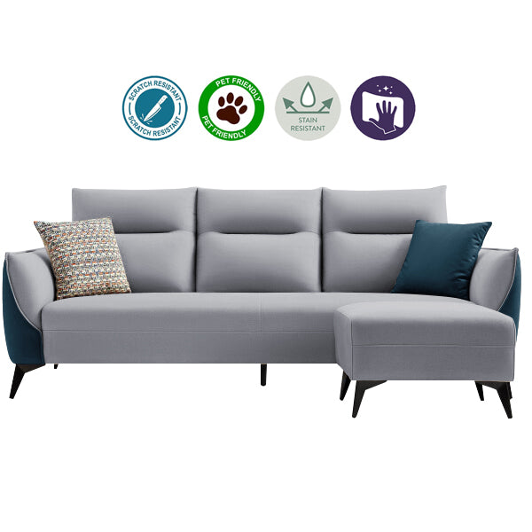 Saffy Fabric 3-Seater / 4-Seater Sofa with Ottoman w/ Pet-Friendly Option