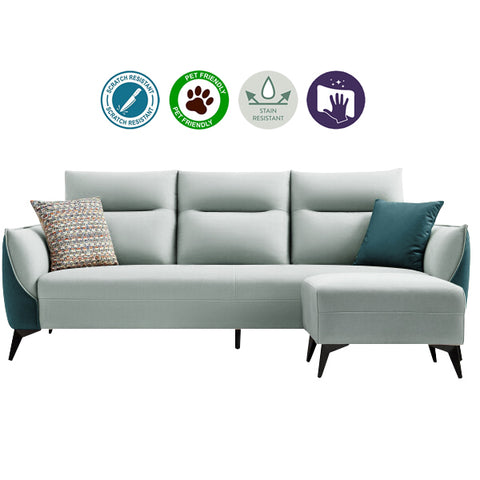 Image of Saffy Fabric 3-Seater / 4-Seater Sofa with Ottoman in 6 Colours