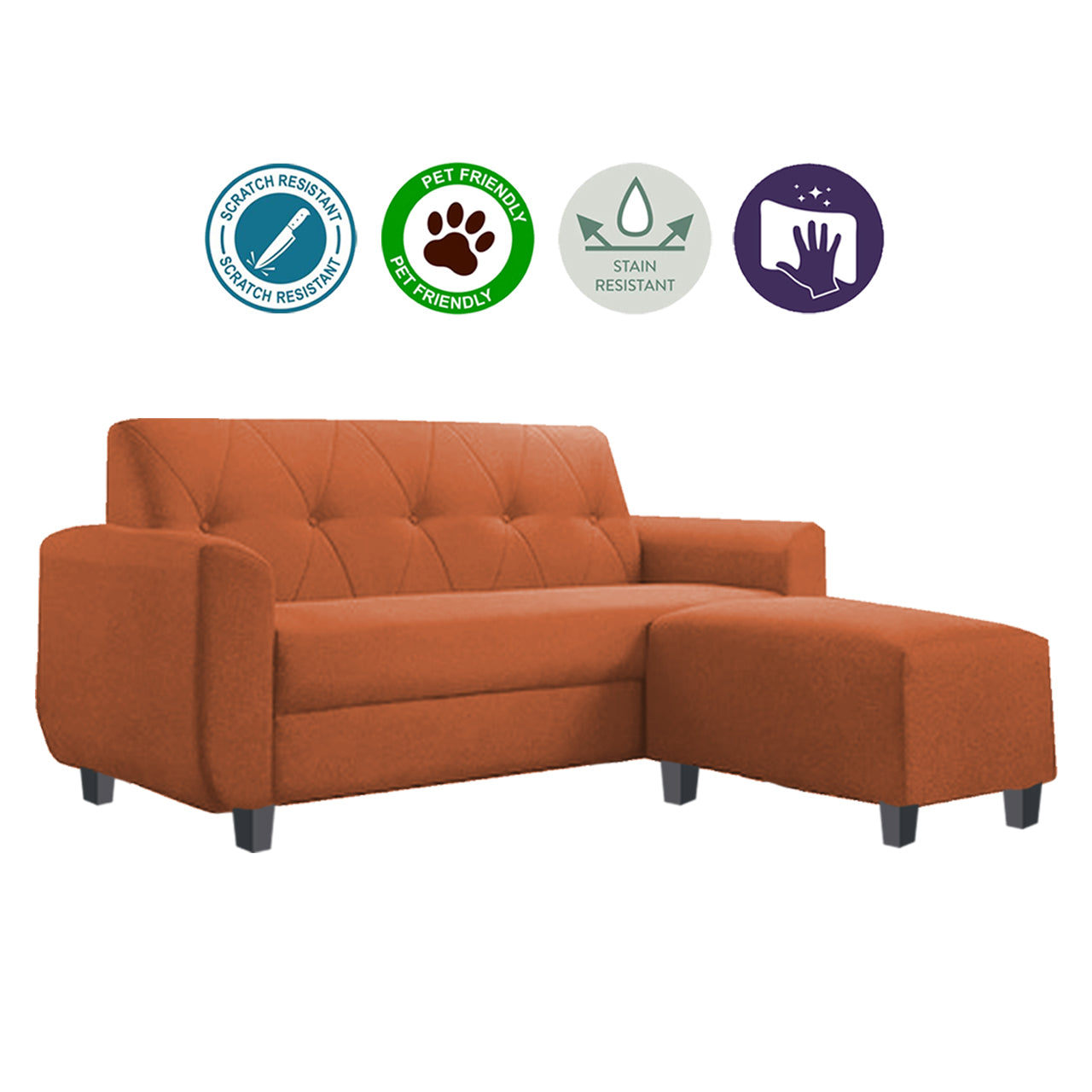 Murray 3 Seater Fabric Sofa with Stool w/ Pet-Friendly Option