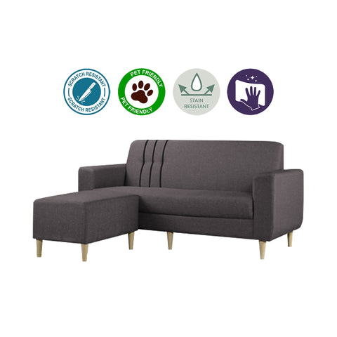 Image of Nican 3-Seater Sofa with Chaise in Pet Friendly Fabric Colours