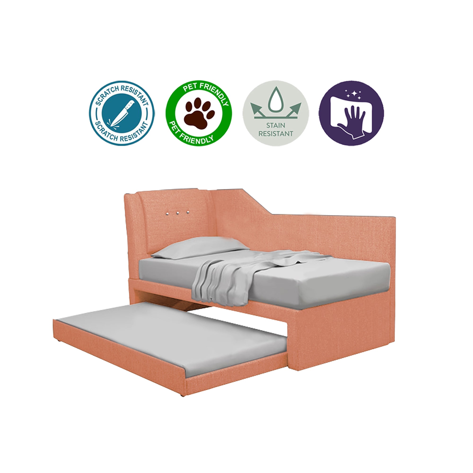 Miche Single/Super Single Pull-Out Bed Frame in Faux Leather or Pet-Friendly Fabric