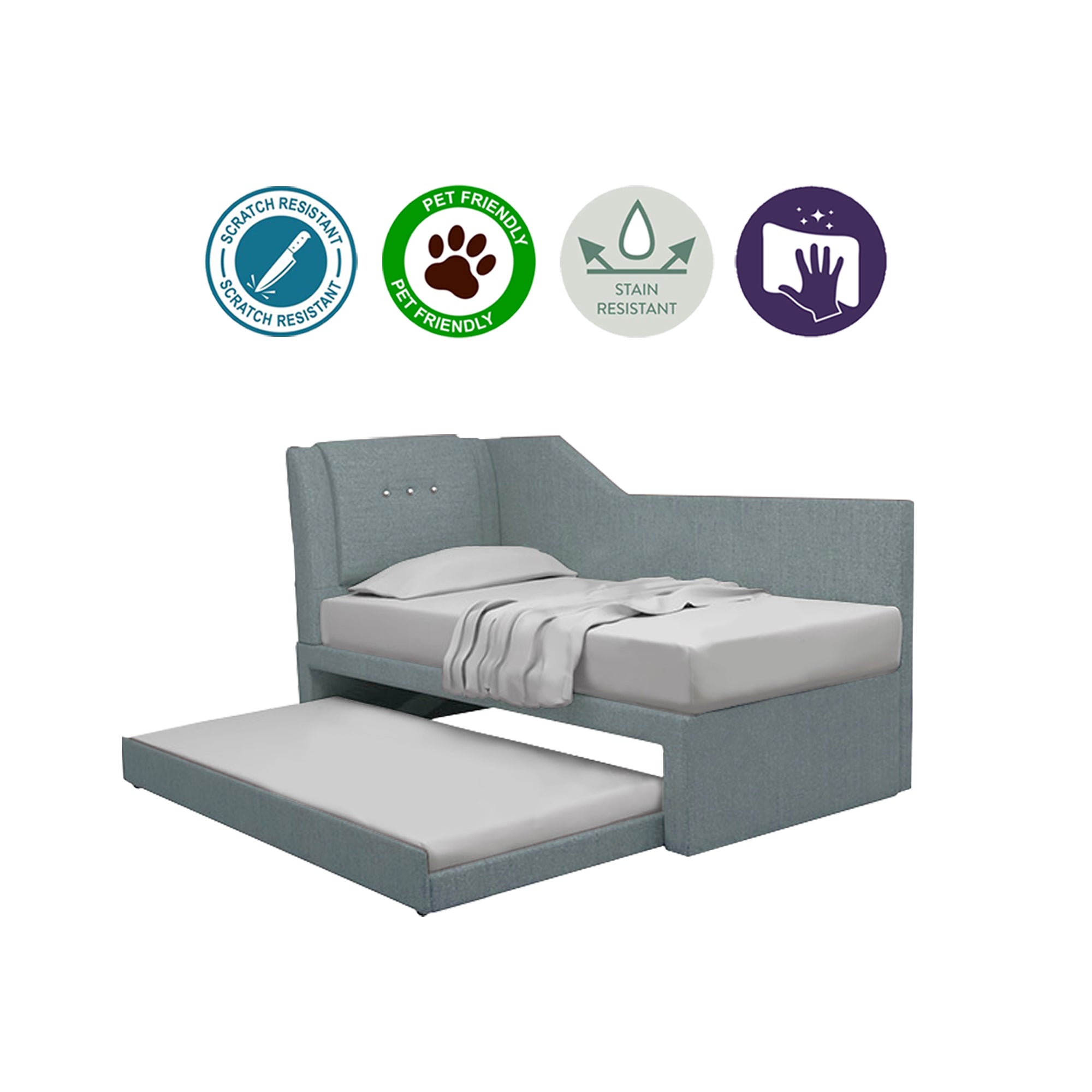 Miche Single/Super Single Pull-Out Bed Frame in Faux Leather or Pet-Friendly Fabric