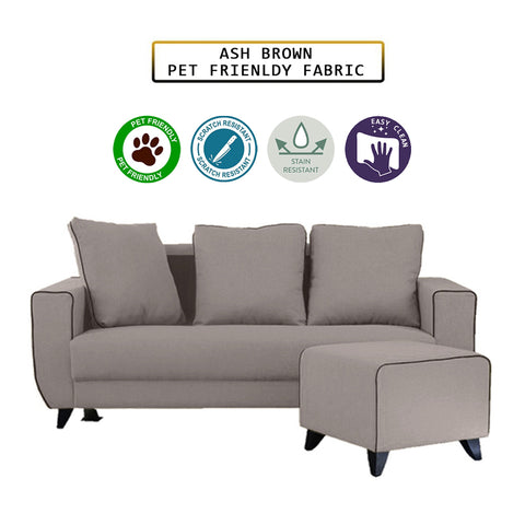 Image of Ruru Series 2/3 Seater Leather Sofa With Ottoman w/ Pet-Friendly Option