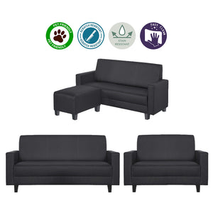 Dorcas 2/3 Seater Fabric/ Leather Sofa Set With Ottoman w/ Pet-Friendly Option