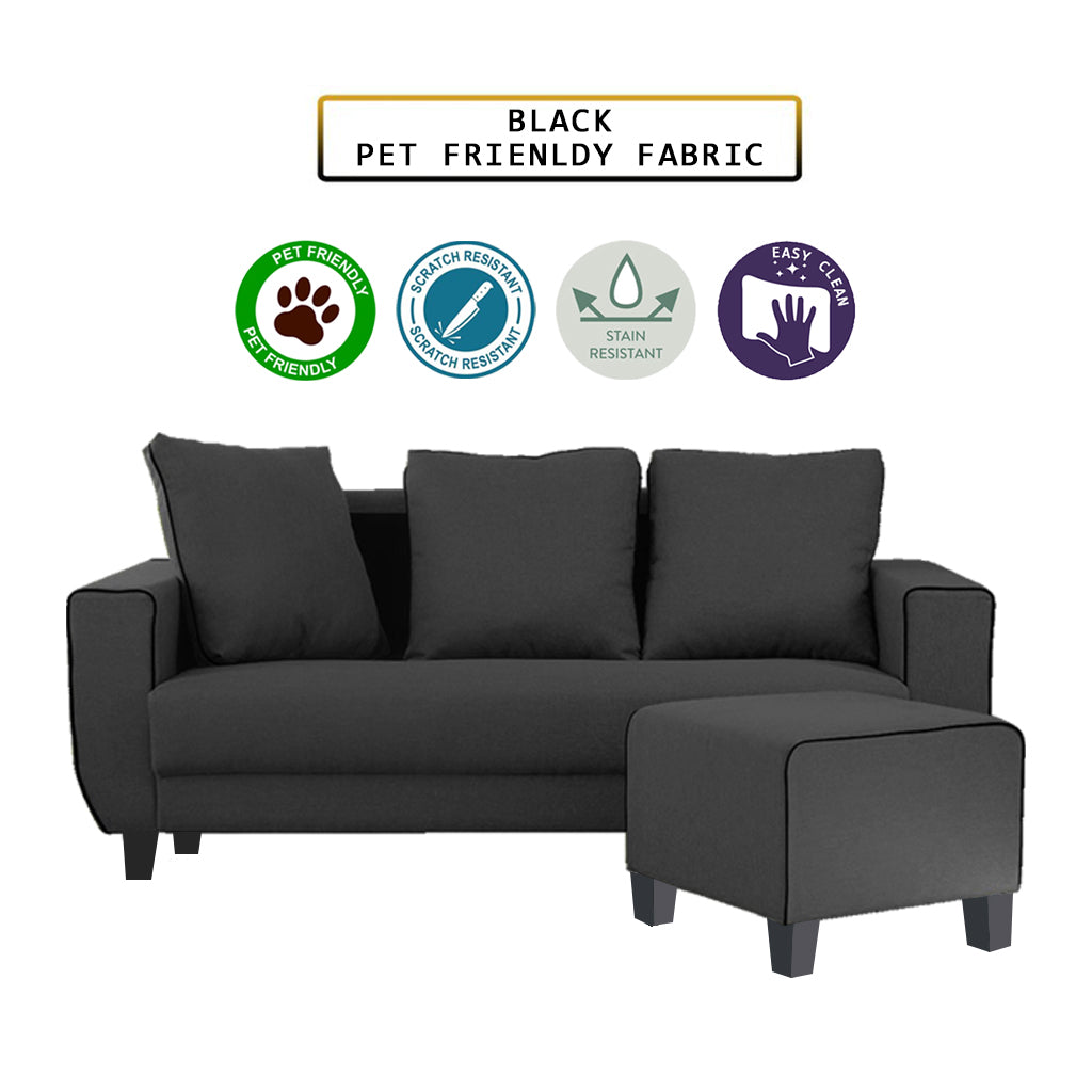 Ruru Series 2/3 Seater Leather Sofa With Ottoman w/ Pet-Friendly Option
