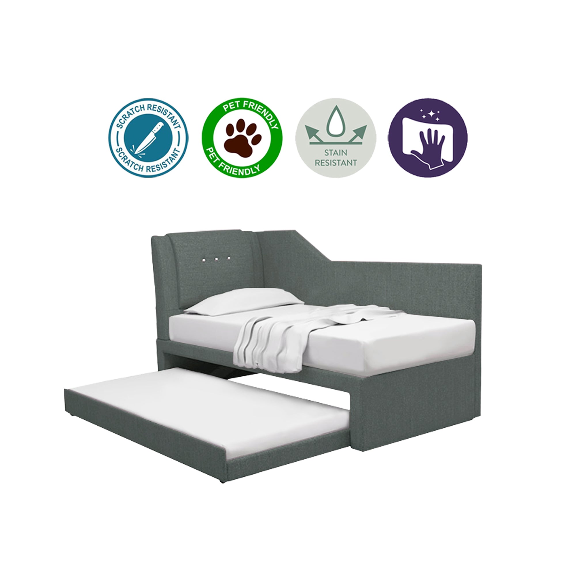 Miche Single/Super Single Pull-Out Bed Frame in Faux Leather or Pet-Friendly Fabric