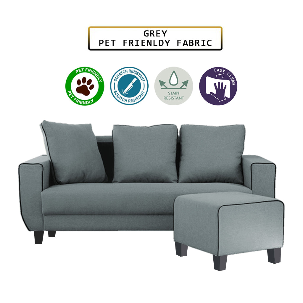 Ruru Series 2/3 Seater Leather Sofa With Ottoman w/ Pet-Friendly Option