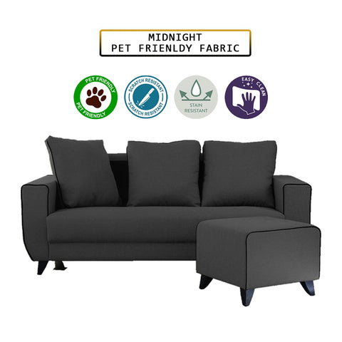 Image of Ruru Series 2/3 Seater Leather Sofa With Ottoman w/ Pet-Friendly Option