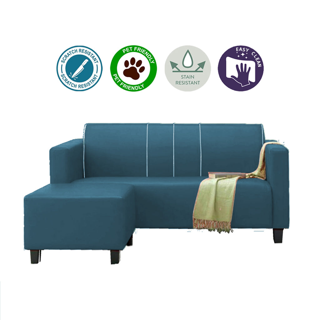 James Series Leather/Pet-Friendly Fabric 3 Seater Sofa With Ottoman In 10 Colours