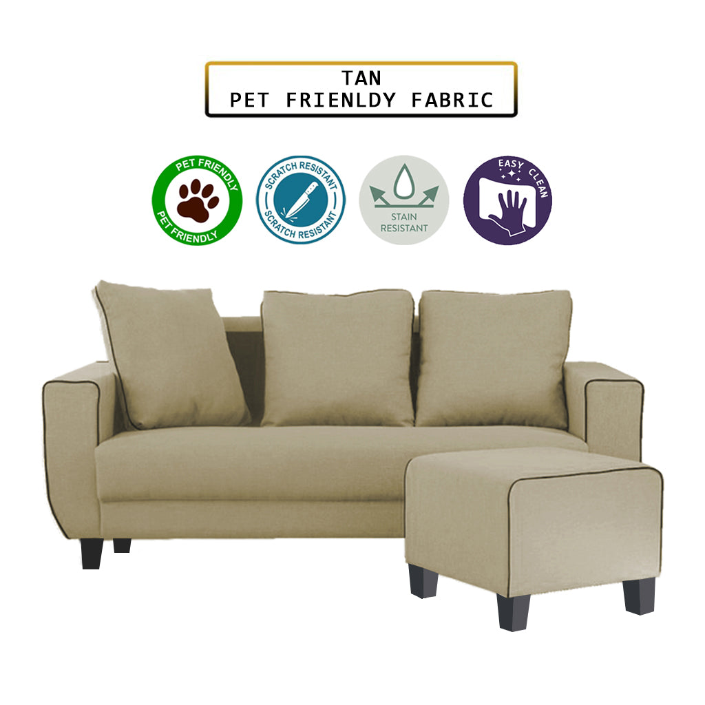 Ruru Series 2/3 Seater Leather Sofa With Ottoman w/ Pet-Friendly Option