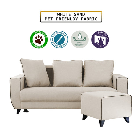 Image of Ruru Series 2/3 Seater Leather Sofa With Ottoman w/ Pet-Friendly Option