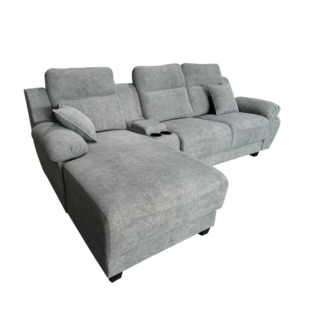Charles 3-Seater L-Shaped Lounge Sofa with Storage & Cup-Holder - PetFriendly Option