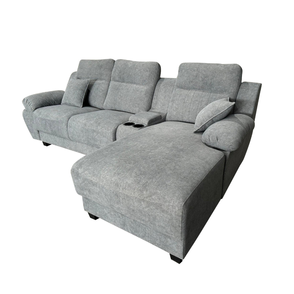 Charles 3-Seater L-Shaped Lounge Sofa with Storage & Cup-Holder - PetFriendly Option