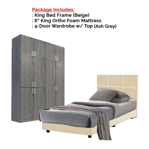 Image of Toluca Bedroom Set Series 6 Includes Wardrobe/Bed Frame/Mattress - All Sizes Available