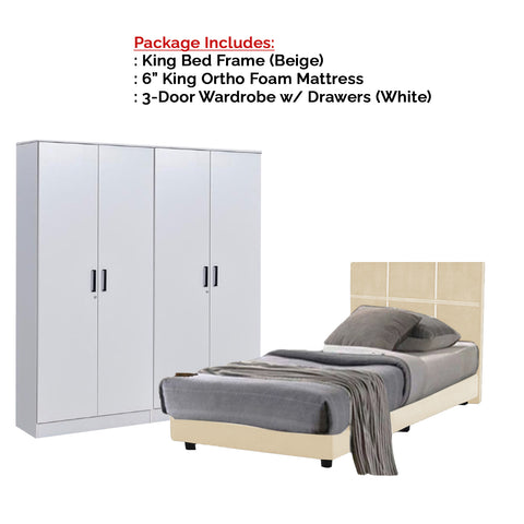 Image of Toluca Bedroom Set Series 8 Includes Wardrobe/Bed Frame/Mattress In Queen And King Size.Free Installation