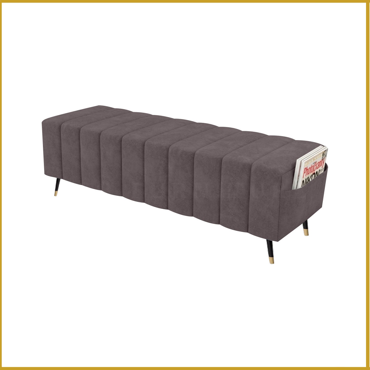 Moon Long Bench Chair High Density with Side Storage - 8 Colours
