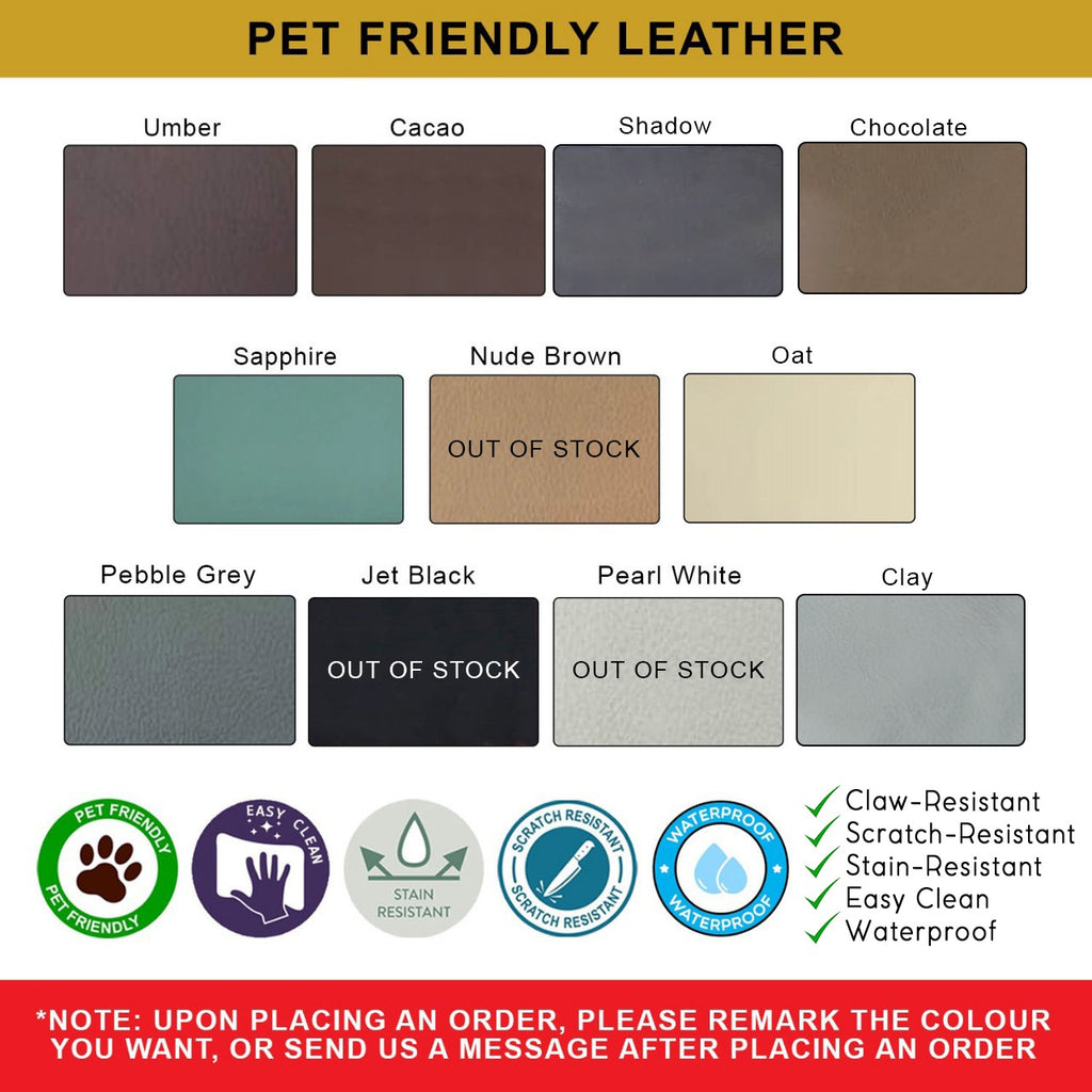 Perla Series Curved Shaped Sofa In Pet Friendly Scratch And Water Proof Fabric/Leather