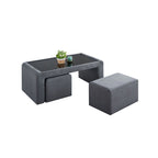 Drazie L-shaped Reclining Sofa Pocketed Spring & Coffee Table in Claw Resistant Pet-Friendly Fabric/Leather