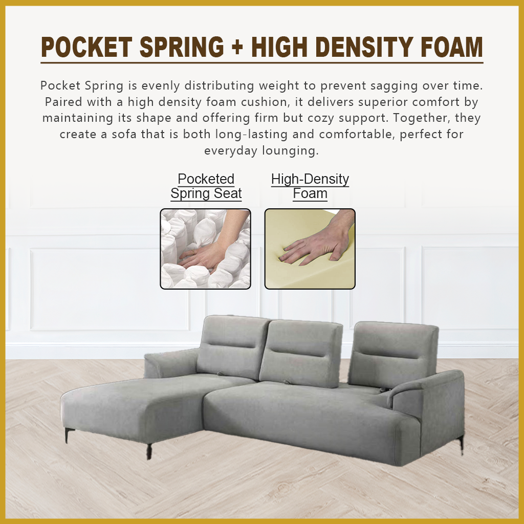 Billy Push Back L-Shaped Sofa in 47 Colour - w/ PetFriendly Fabric/Leather