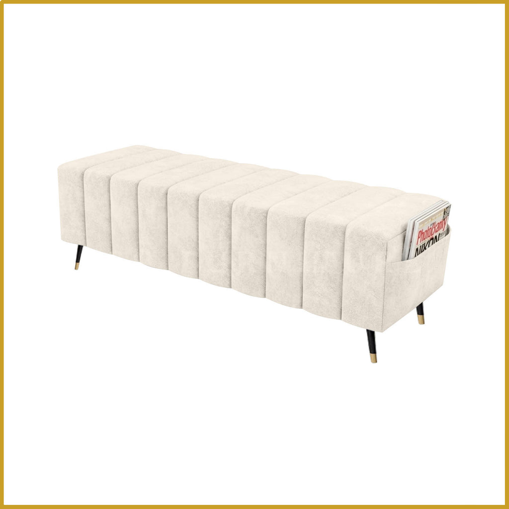 Moon Long Bench Chair High Density with Side Storage - 8 Colours