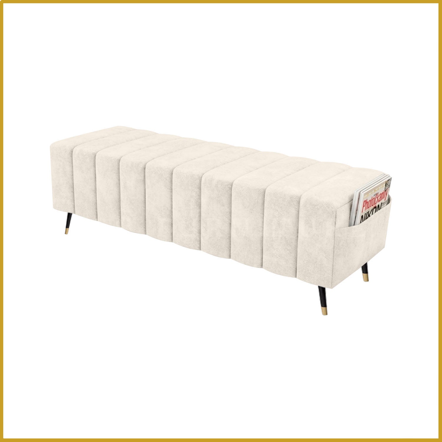 Moon Long Bench Chair High Density with Side Storage - 8 Colours