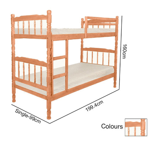 Image of Stella Series14 Solid Mahogany Wood Bunk Bed with Pull-Out Add On Option Single Size