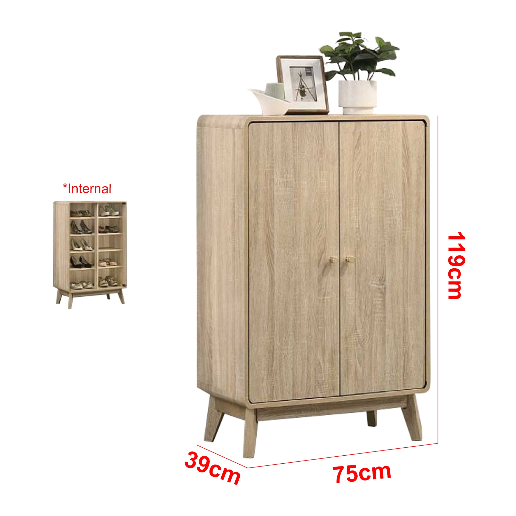 Howzer Series 17 Shoe Cabinet Collection in Natural Colour