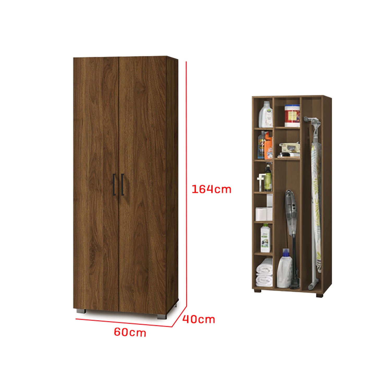 Zarya Series "2-Door Wardrobe Utility Cabinet In Walnut Colour (Model Q)