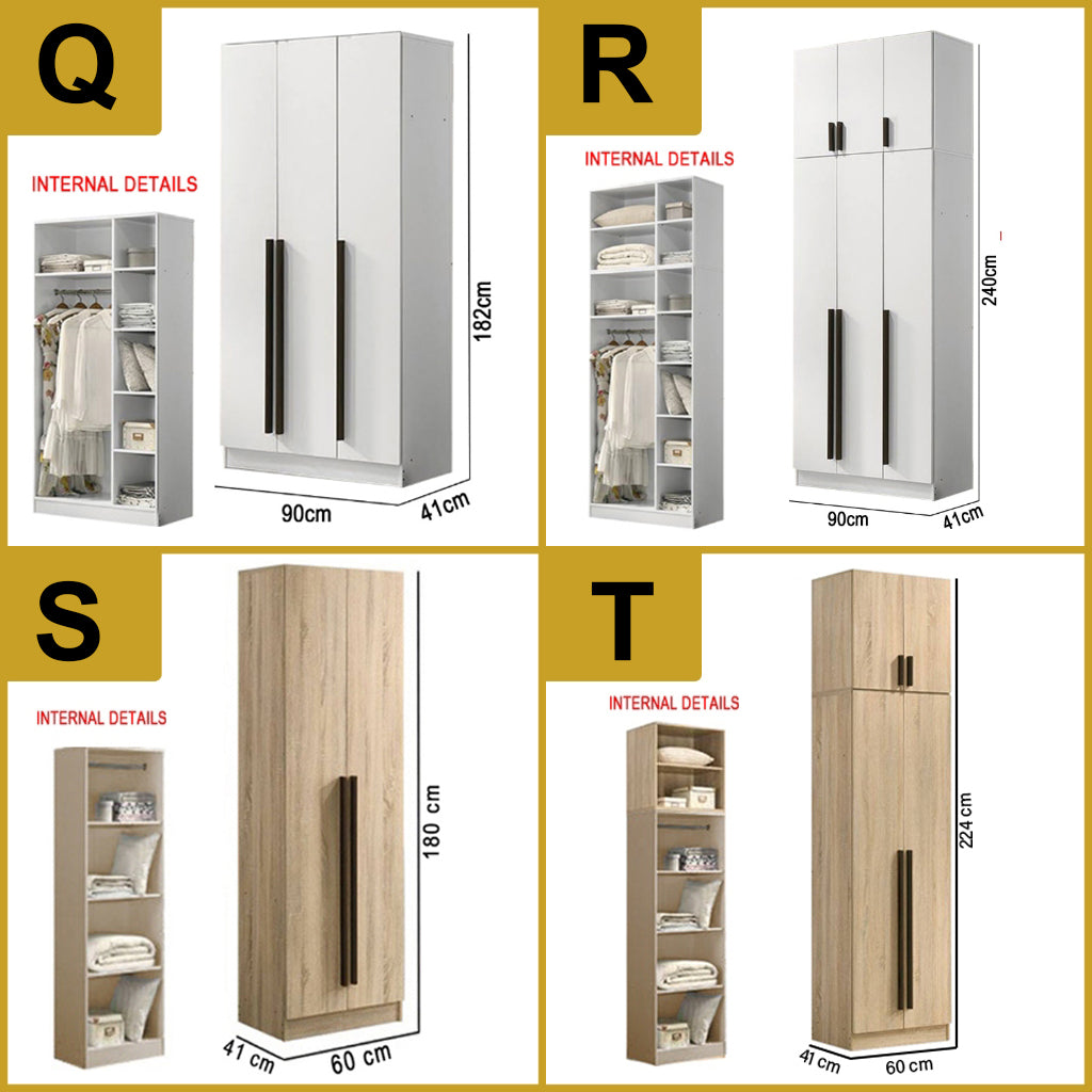 Wrilie Scratch Resistant Wardrobe 2/3 Doors With Drawers in 11 Models