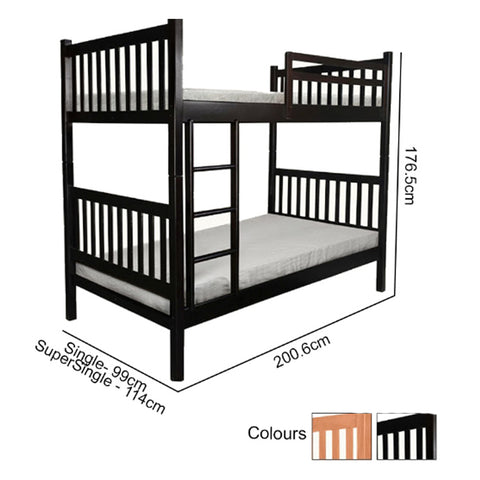 Image of Stella Series15 Solid Mahogany Wood Bunk Bed with Pull-Out Add On Option Single/Super Single Size