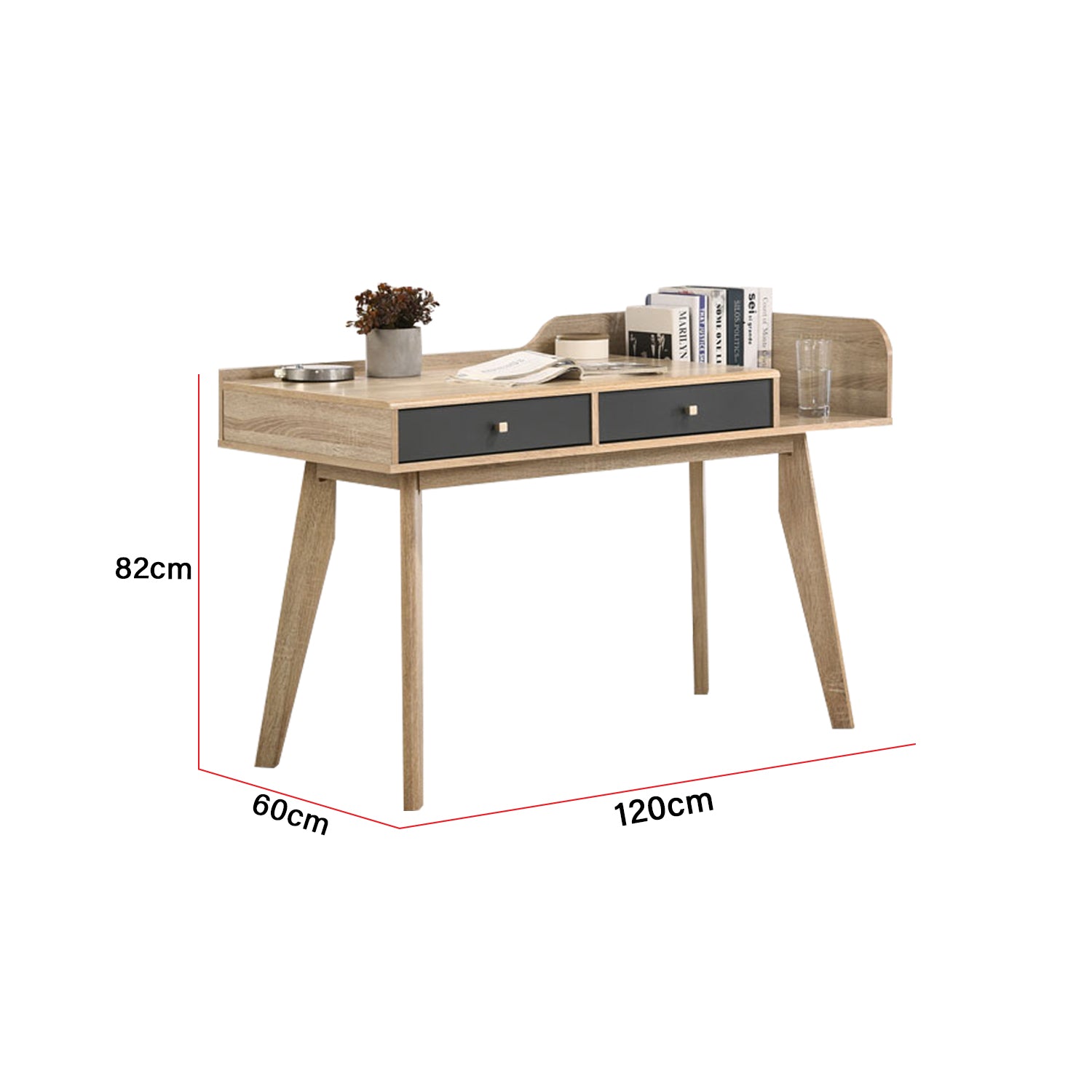 Ayer Series 18 Study Table Computer Table in Natural with Dark Grey Colour