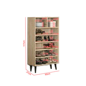 Peony Shoe Cabinet with Shelves + 2 Open Storage In Natural