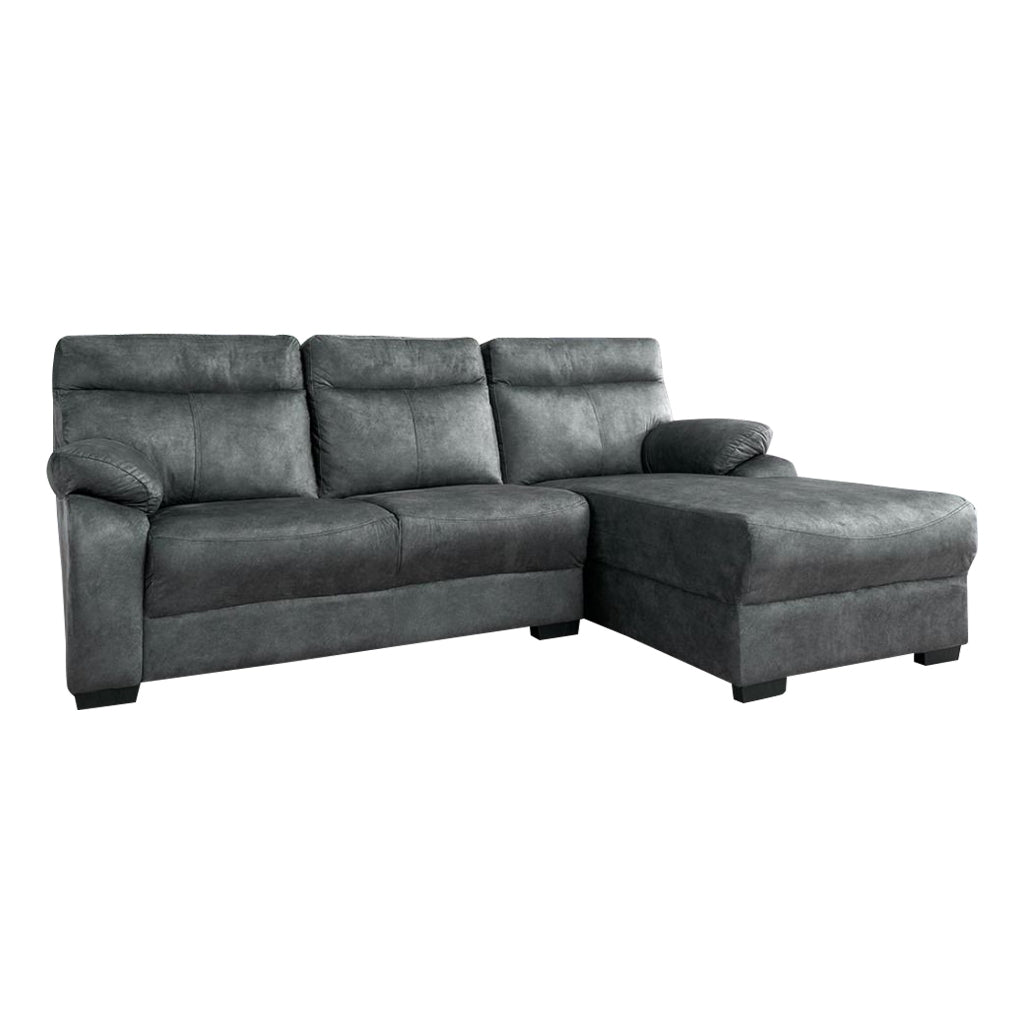 Janza Charcoal Fabric 1/2/3-Seater Left/Right L-Shaped Sofa in Charcoal Colour