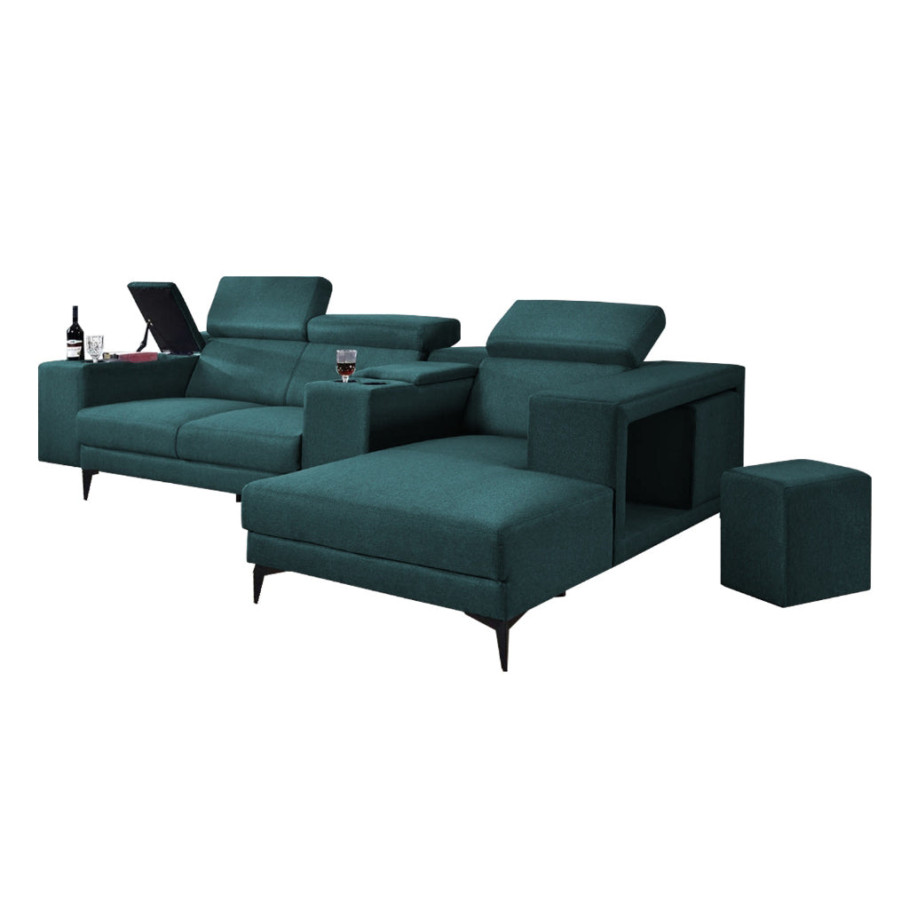Sammy L-Shaped Sofa with Stool & Storage Upholstered w/ Pet-Friendly Option