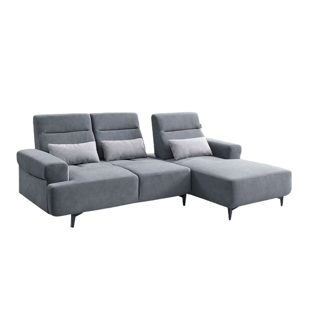 Puffie Pet-Friendly L-shaped Pushback Sofa Pocketed Spring Seat in Grey Colour