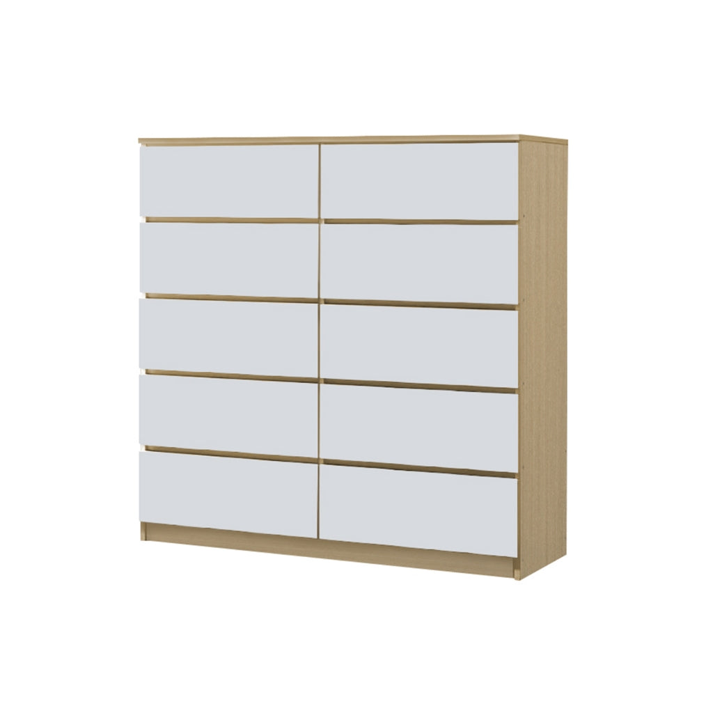 Pette 10 Drawers Premium Chest of Drawers Full Laminated Back Panel in 6 Colours