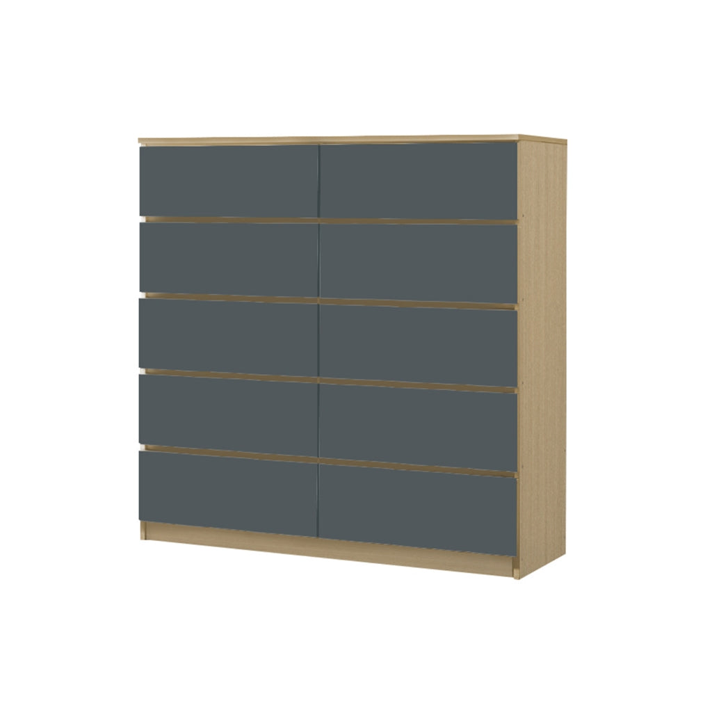 Pette 10 Drawers Premium Chest of Drawers Full Laminated Back Panel in 6 Colours