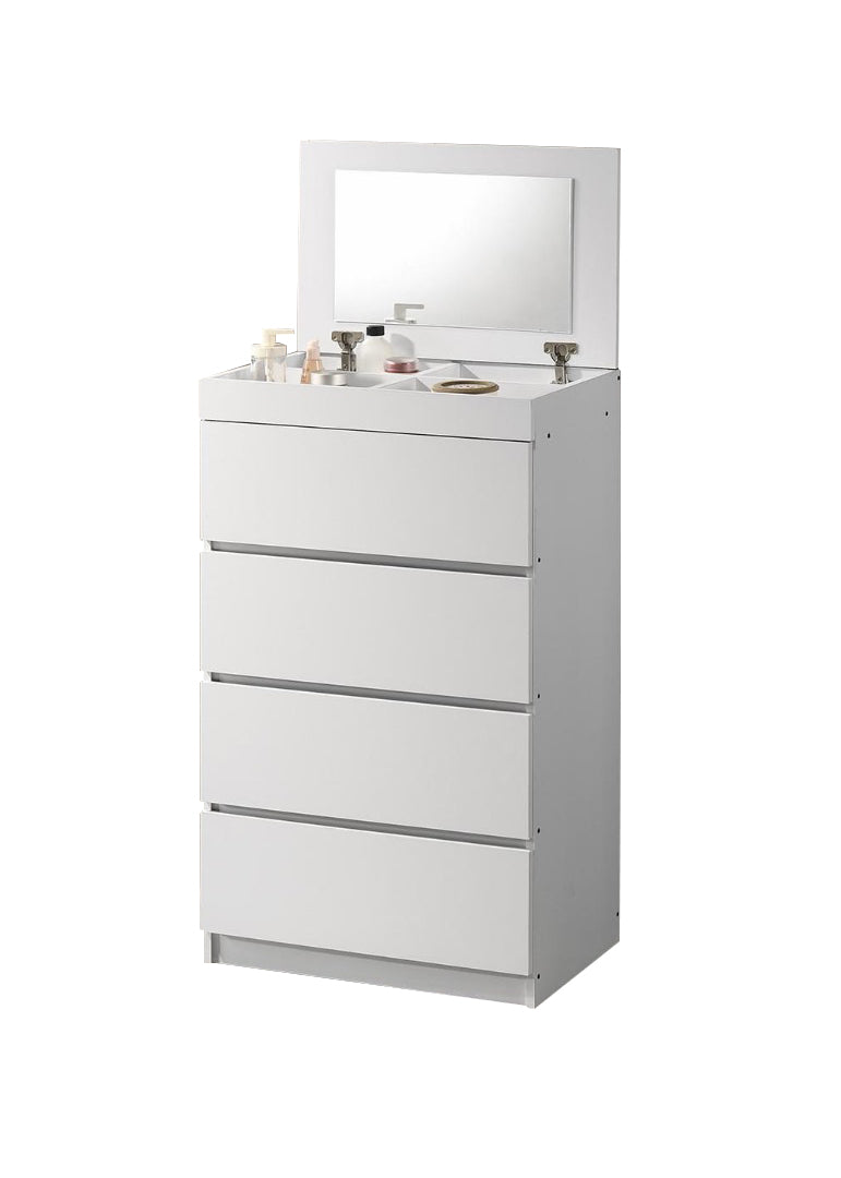 Lasey 4 Chest of Drawers with Mirror and Cosmetics Compartment in