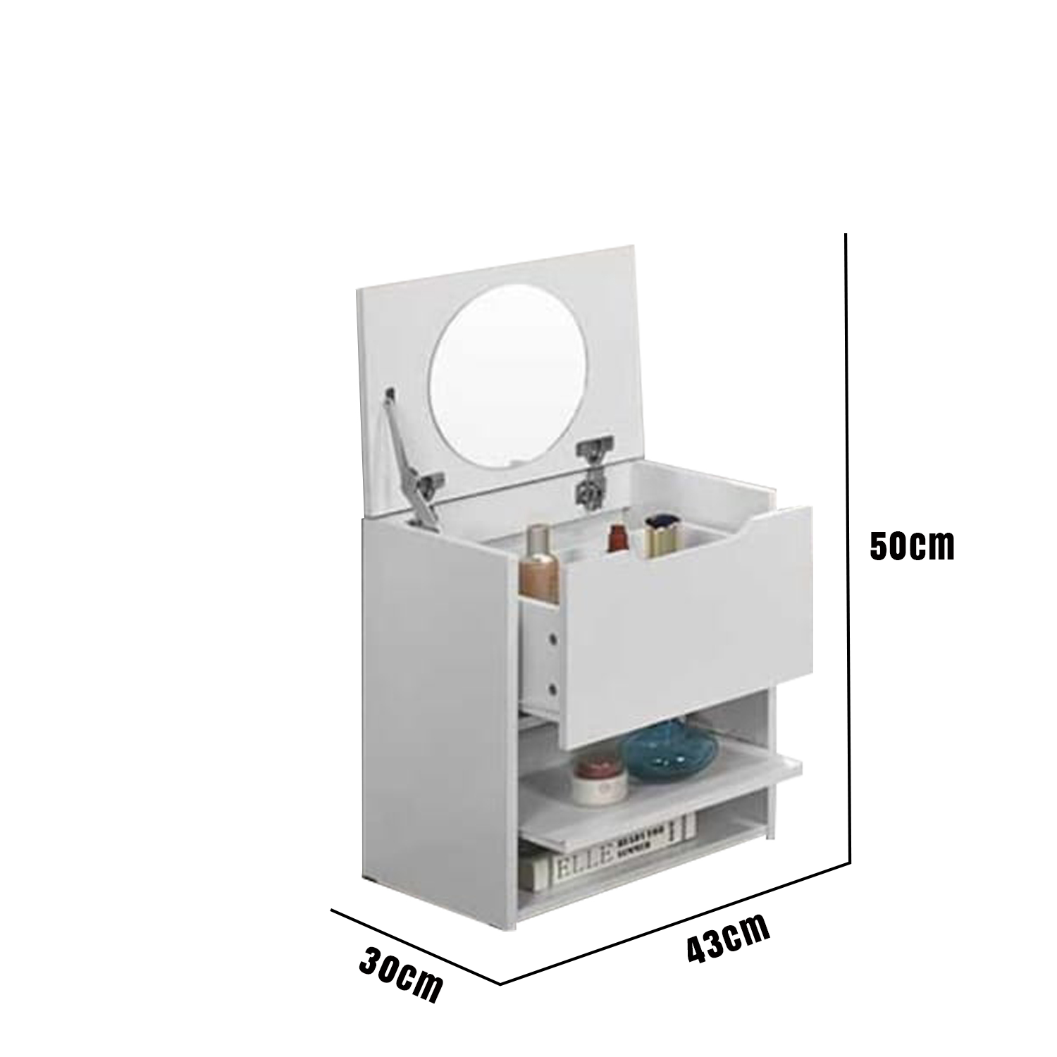 Minna Series Dressing Table With Mirror In Walnut And White Wash (Model P)